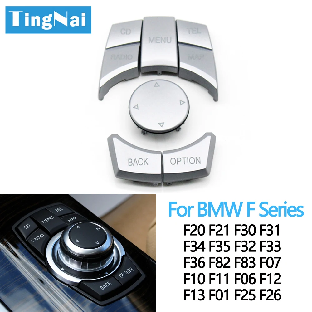 Silvery Car CIC IDrive Multi-Media Control Button Cover For BMW 1 3 5 6 7 X3 X4 X5 X6 Series F20 F21 F30 F31 F07 F10 F11 F06 F12