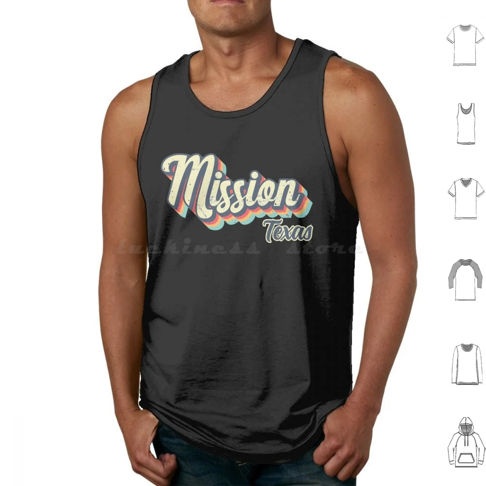 Mission City Texas Retro Vintage 70s Rainbow Tank Tops Vest Sleeveless Mission Mission Texas Tx Mission Tx Mission City
