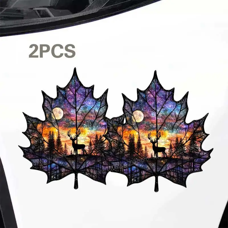 Magic Leaf Deer Starry Sky Mountain Range Vinyl Sticker Self-Adhesive Paper for Cars Laptops Trucks Motorcycles Q87