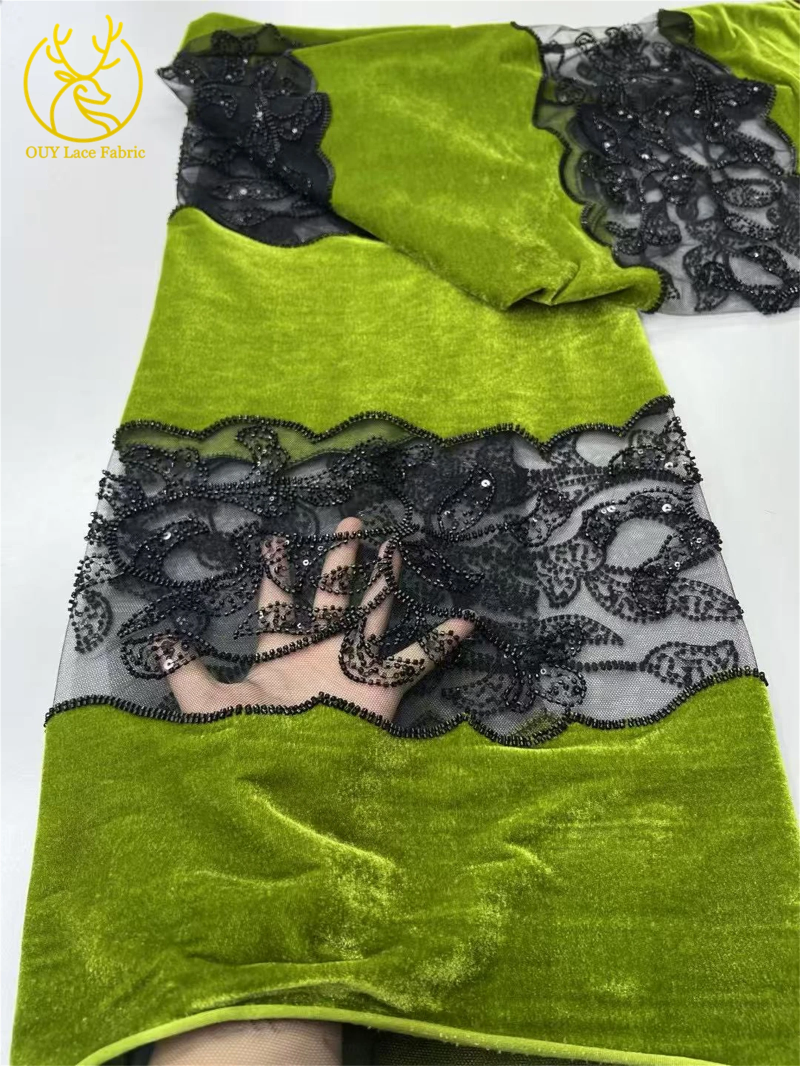 ベルベットチュールレース生地 2025 フランス高級スパンコールビーズメッシュ生地ドレスアフリカナイジェリア女性のイブニングドレスに適しています