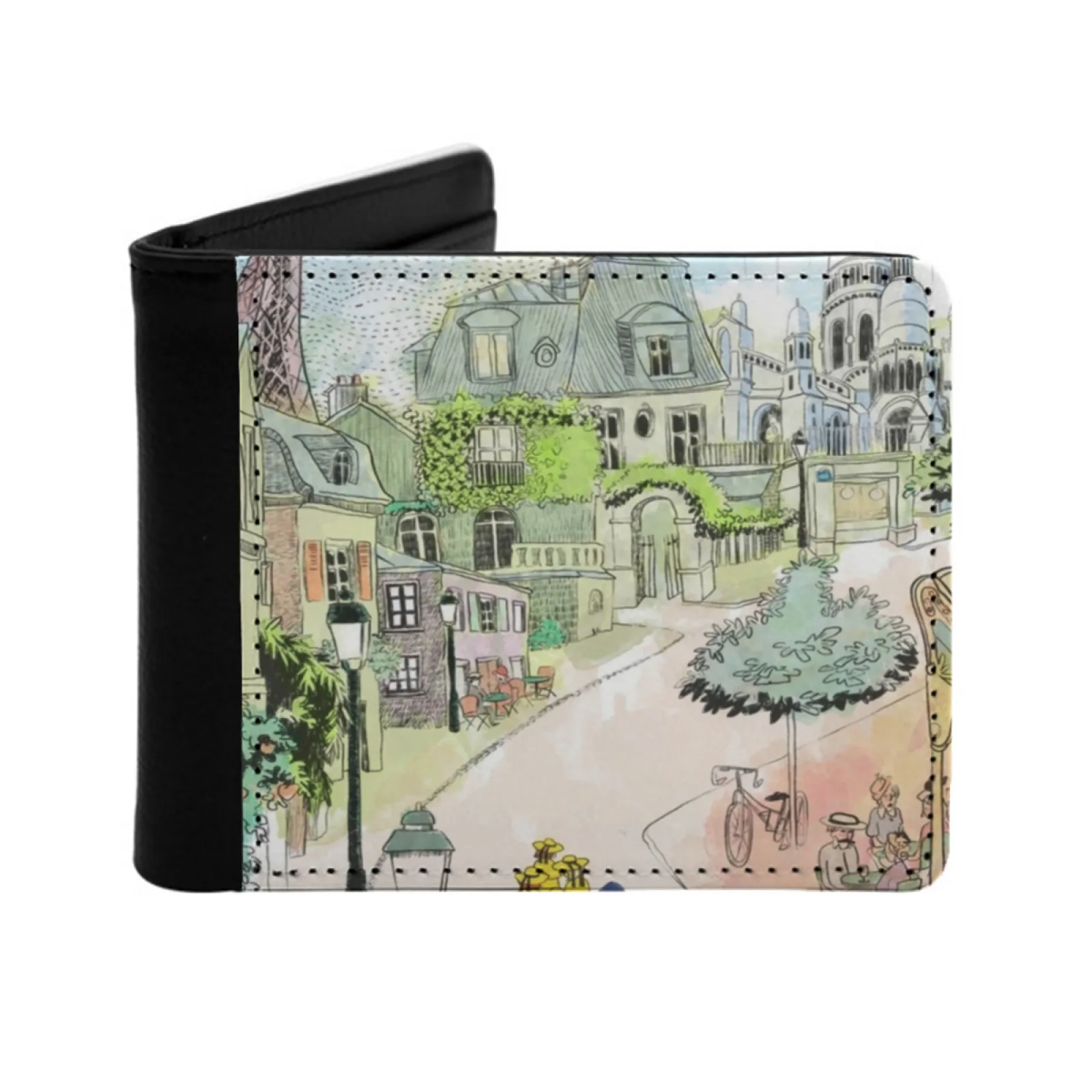 

Madeline Paris Street Watercolor Personalized Wallet For Men And Women Pu Leather Short Pocket Purse Madeline Paris Street