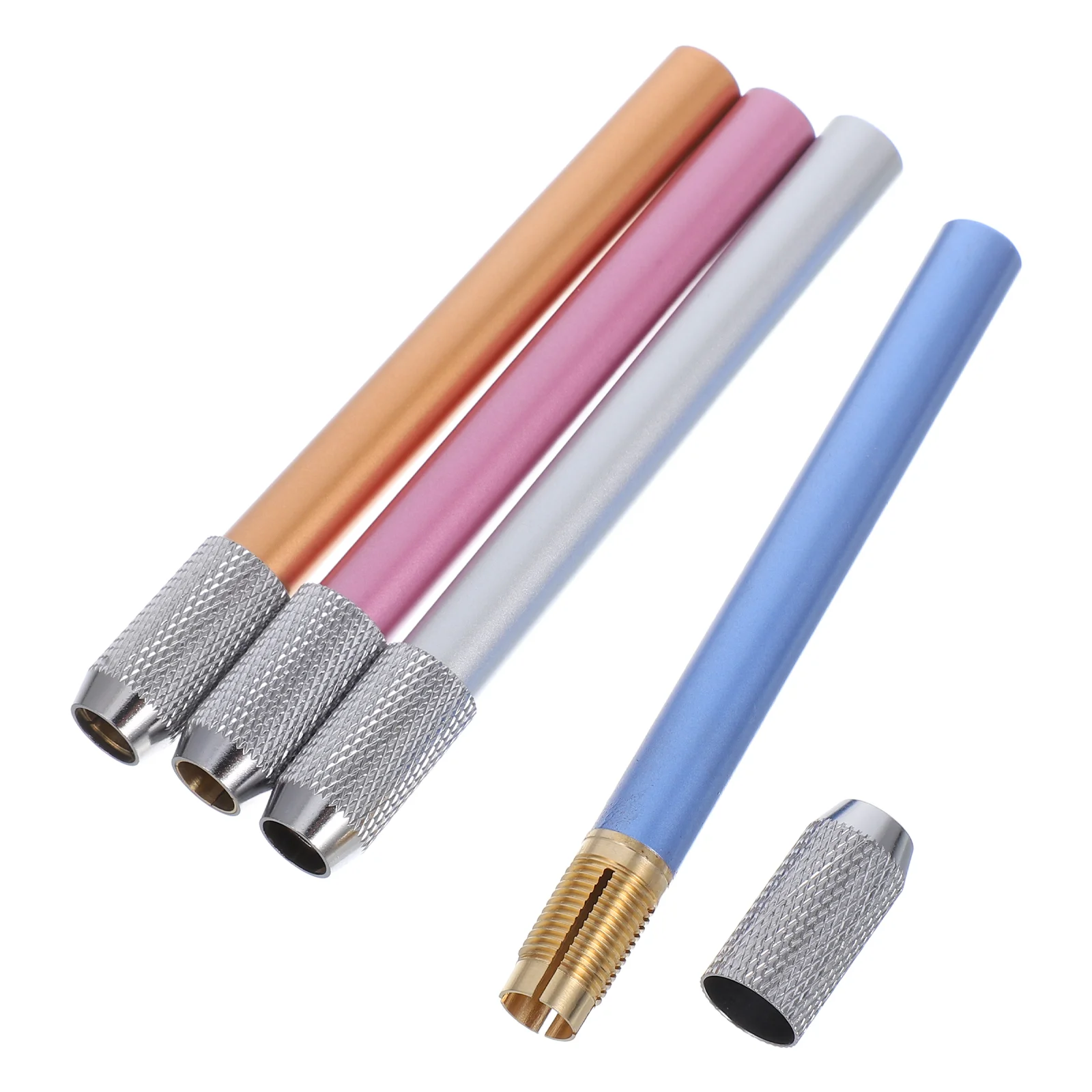 4 Pcs Pencil Extender Adjustable Lengthener Office Metal Writing Tools Holder Case