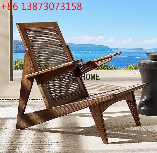

Elm Walnut Rattan Rattan Mat Nordic Balcony Outdoor Leisure Couch