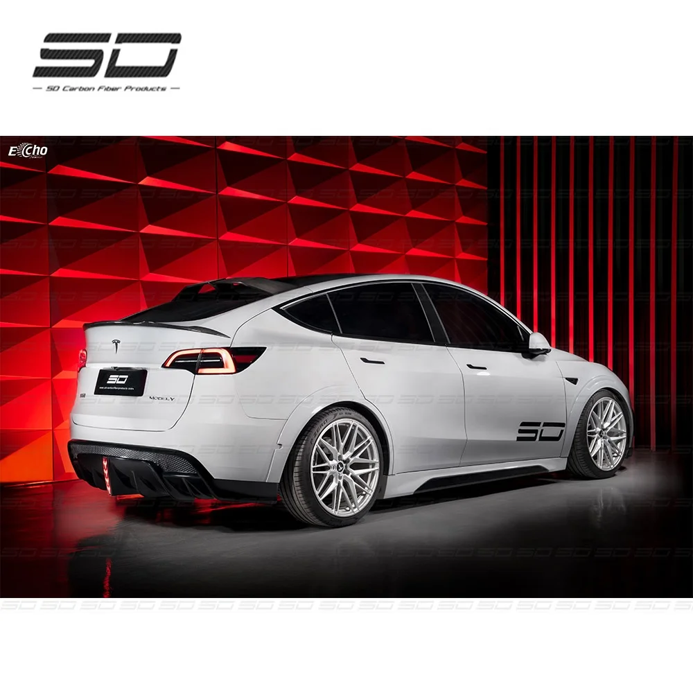 Real Carbon Fiber Body Kit Car Bumper  Front Lip Rear Diffuser Side Skirts Rear Spoiler for   Model Y SD Carbon Wide Body