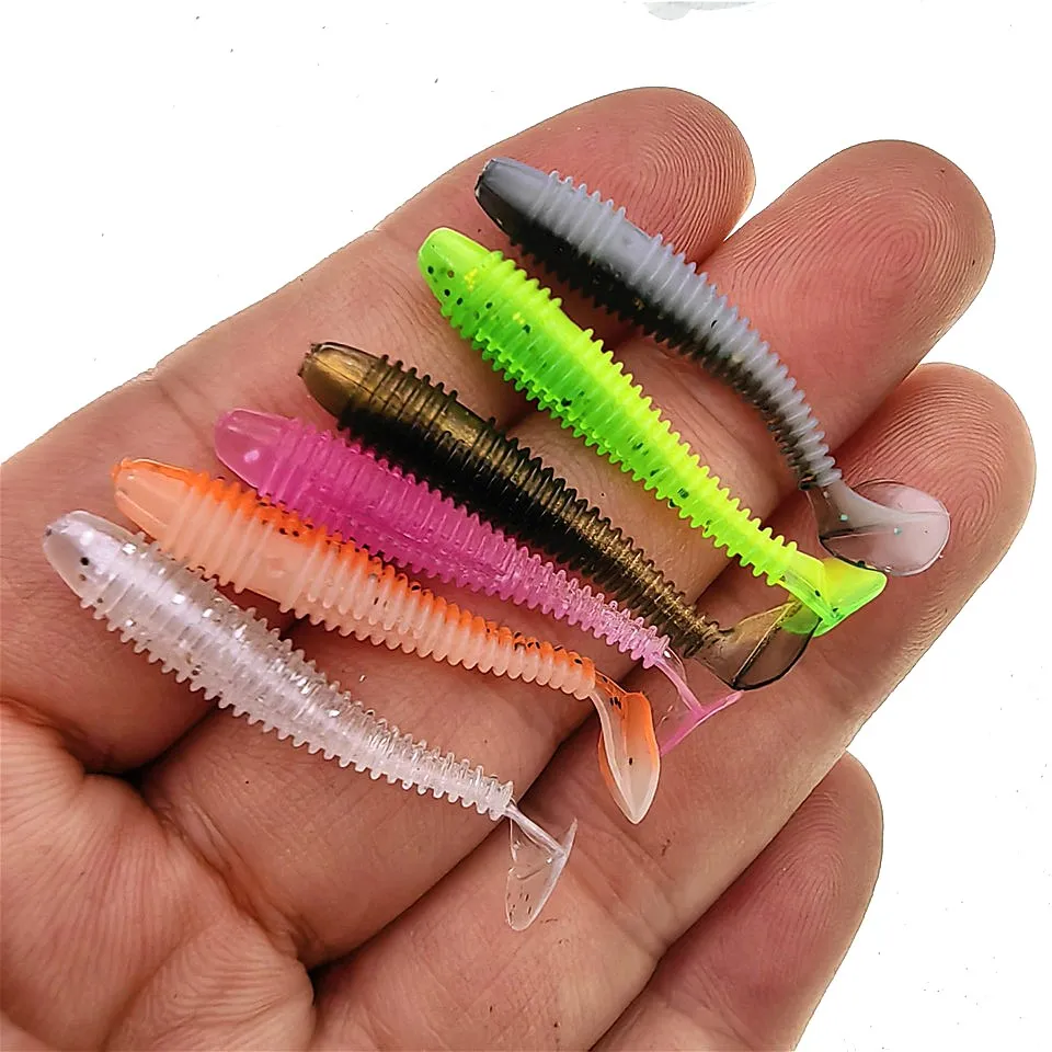 SWOLFY 35mm 0.35g 20pcs T Tail Soft Bait Fishing Lure Light Game Artificial Silicone UV Soft Baits For Ajing Rockfis