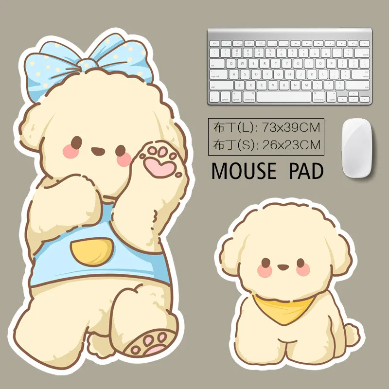 Cute Pudding Dog Shaped Mouse Pad Non‑Slip Rubber Base Irregular Desk Mat Waterproof Protector For Office Gaming Decor Gift