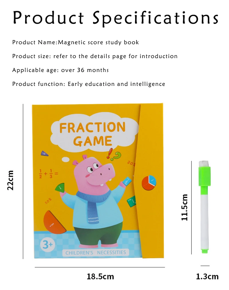 Magnetic Fraction Learning Base Lower Grade Math Nuclear Denominator Operation Cognitive Calculation Mathematics Teaching Tools