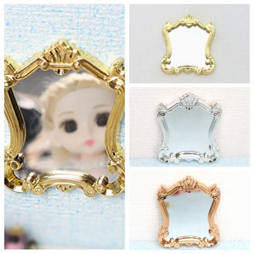 Mini 1:6/1:12 Doll House Furniture DIY Pretend Play Miniature Toy Mirror Educational Rectangle OB11 Simulation Handle Mirror