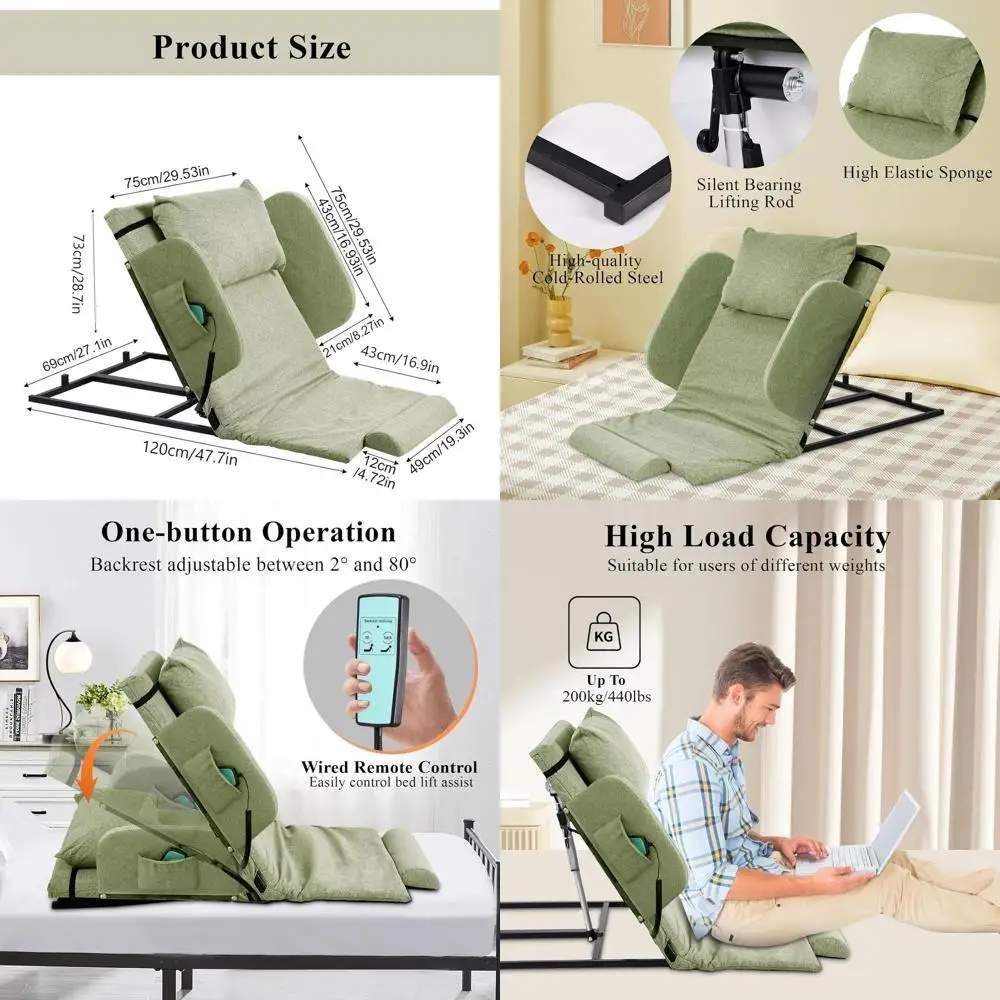 

Электрическая регулируемая спинка кровати с боковыми поручнями – 2–80 ° Кресло-реклайнер для сидячих видов спорта с пультом ДУ, моющейся подушкой и подголовником