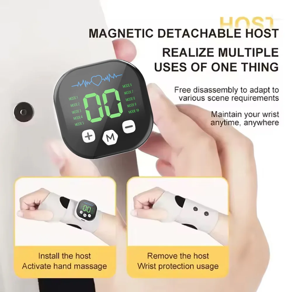Electric Wrist Massager 5 Levels Compress 3 Levels Vibration Massage Wrist Guard Band Carpal Tunnel view 5