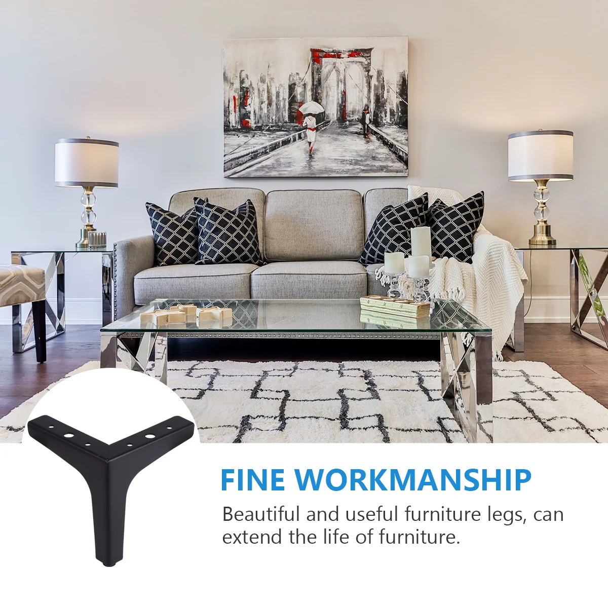 

4pcs Electroplating Feet High Load Capacity Durable Thickened Support Sofa Bed Cabinet Tea Table Legs Stable Extends Furniture