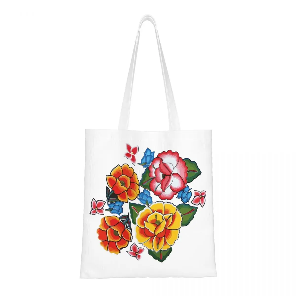 

Mexican FLOWERS Tote Bags Women Handbag Foldable Student Shoulder Bag Printed Shopping Bag