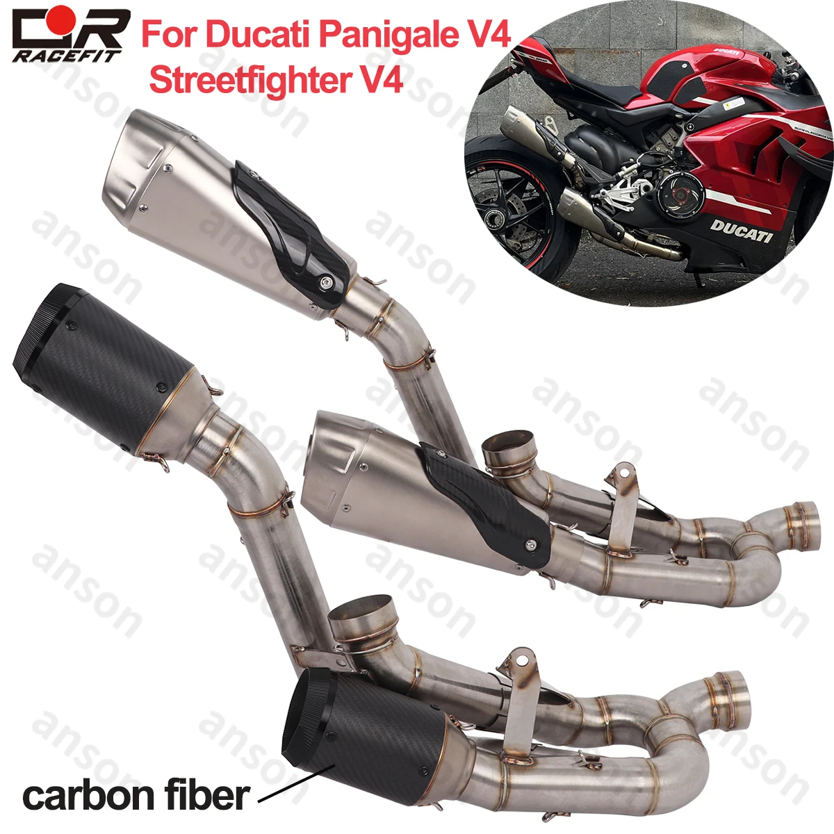 Complete Exhaust Midpipe System For Ducati Panigale V4 V4S Streetfighter V4 Escape Modify Muffler Link Pipe V4 Exhaust Stainless