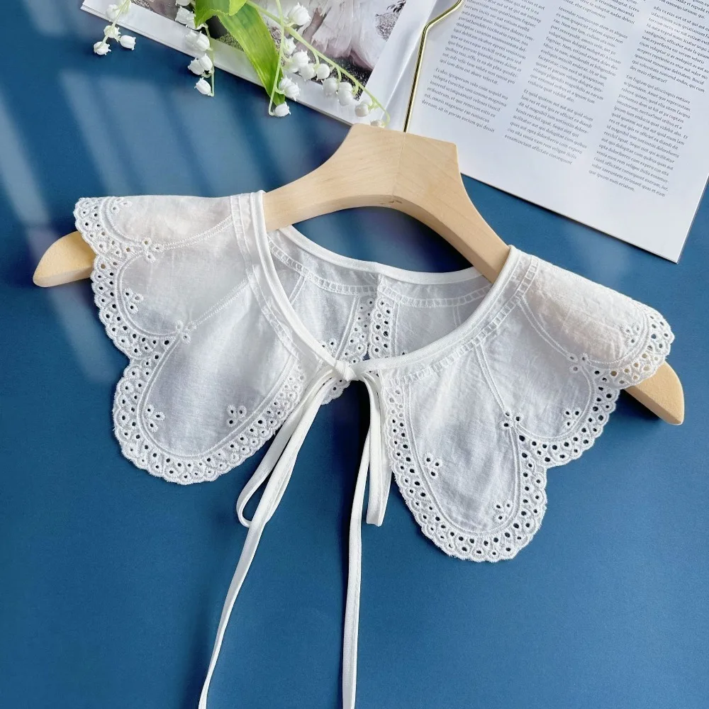 

Новая женская кружевная накладная горловина-шаль, белый фальшивый воротник-накладка из органзы с вышивкой для декора платья и блузки