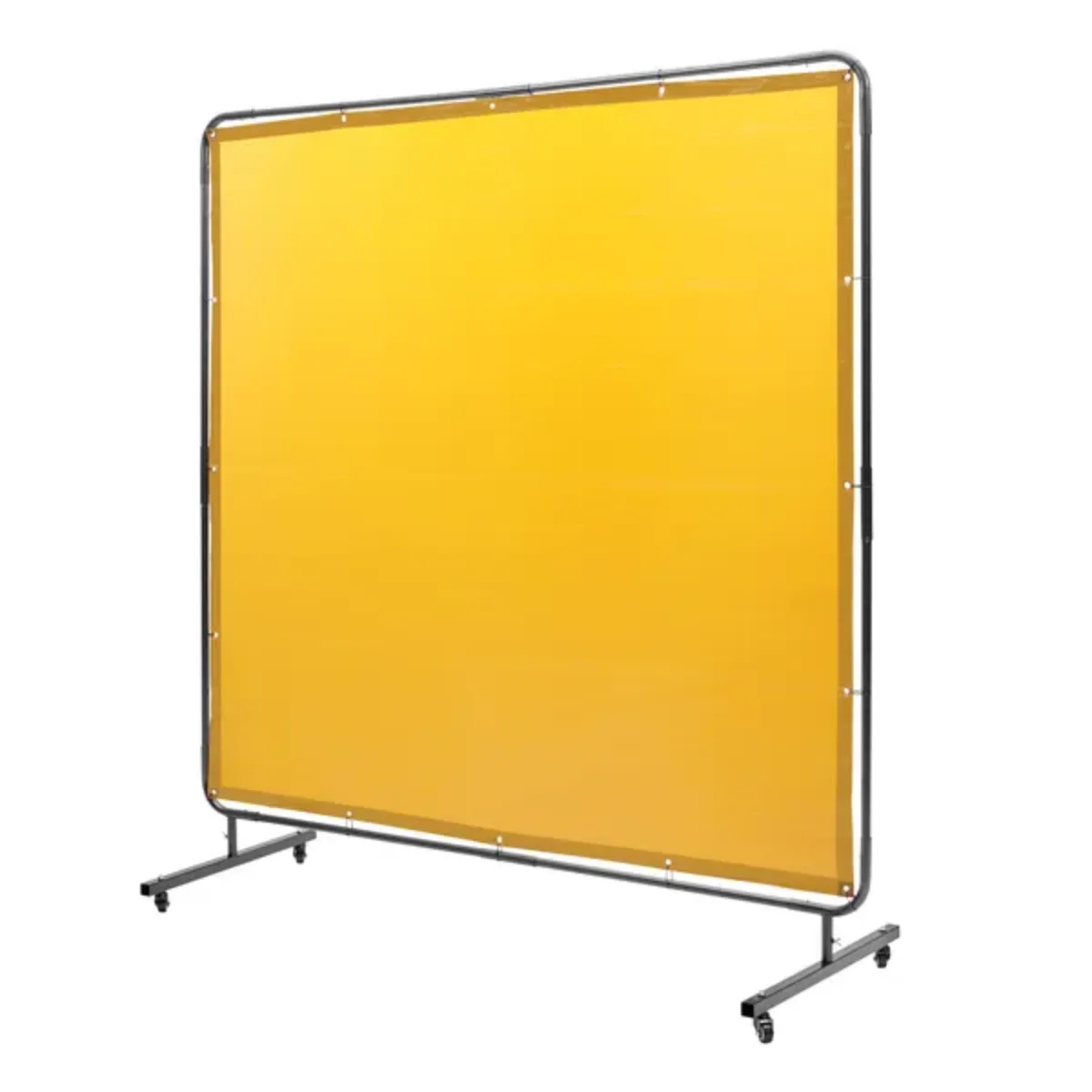 VEVOR 6'x6' Fire-Retardant Welding Screen - 4 Wheels (2 Lockable) - Yellow for Workshops