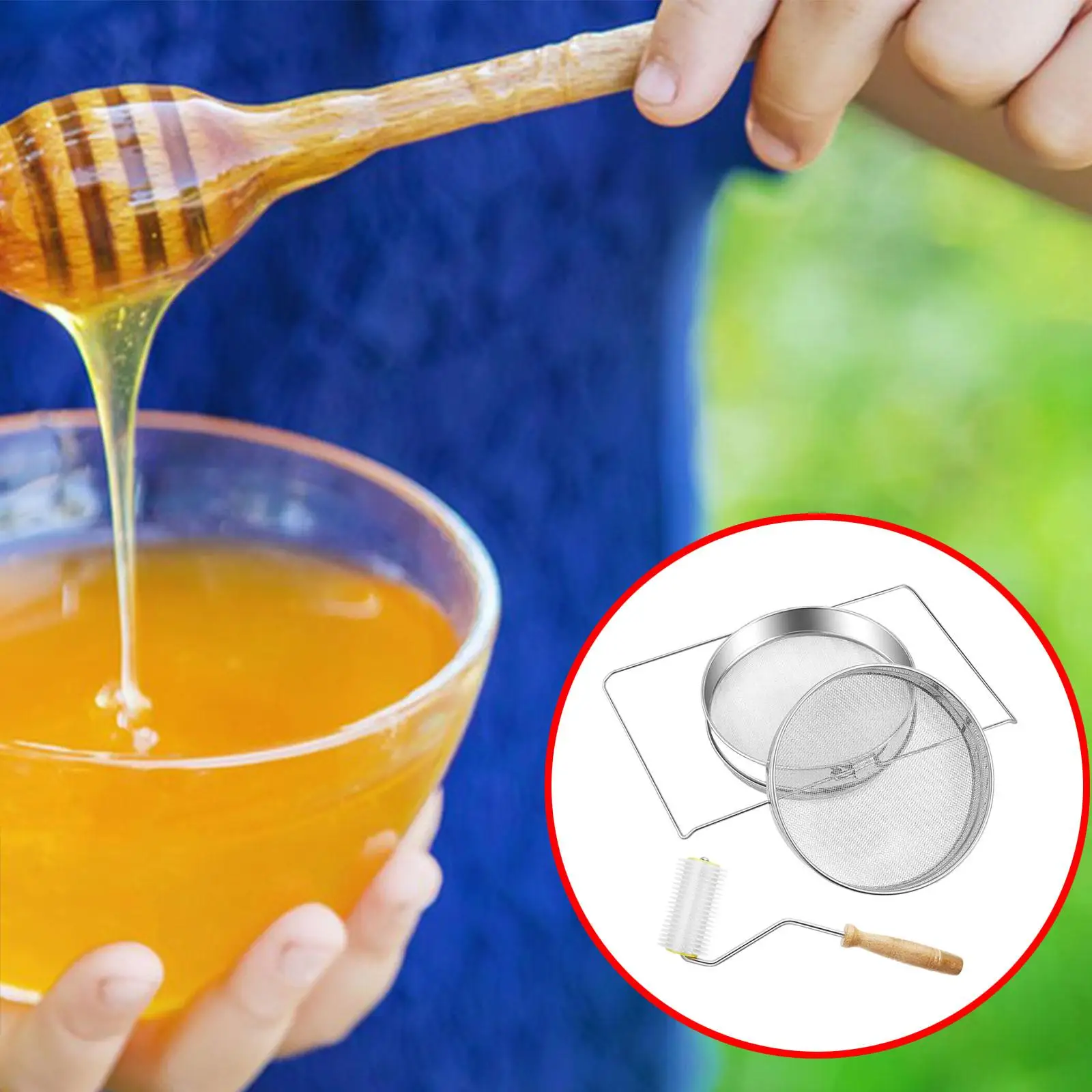 Honey Extractor Roller Needle Uncapping Tool Double Sieve Filter for Beekeeping Honey Strainer Kit