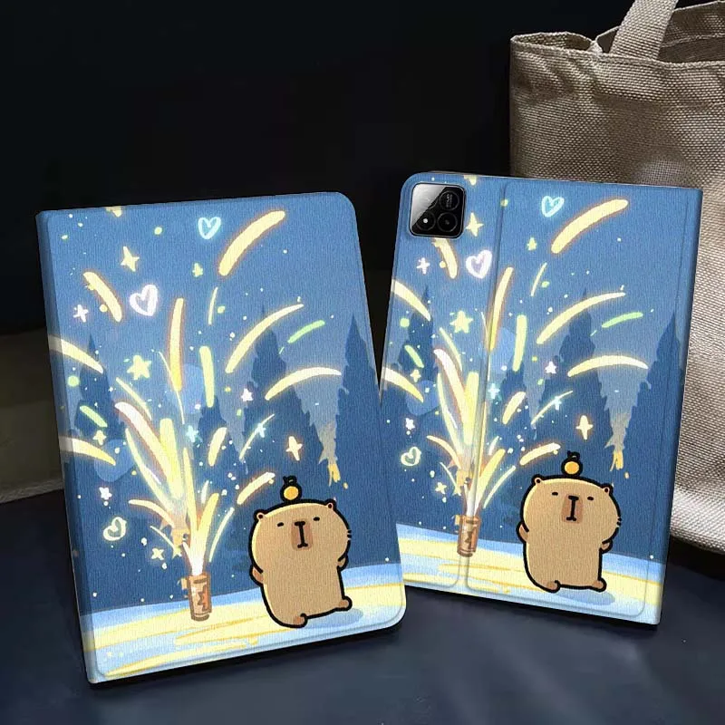 

Capybara Cool Cute Cartoon For Xiaomi Redmi Pad 2 7 8 6 6S 5 4 SE Pro 8.8 11 8.7 11.2 12.4 Ultra Plus Max Tablet Case
