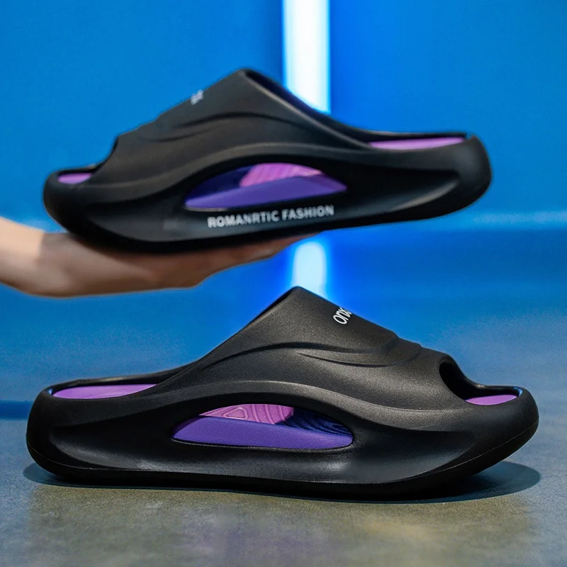 Pantoufles d'été pour hommes, sandales de plage décontractées, antidérapantes, confortables, sensation de marche en plein air, matériau EVA