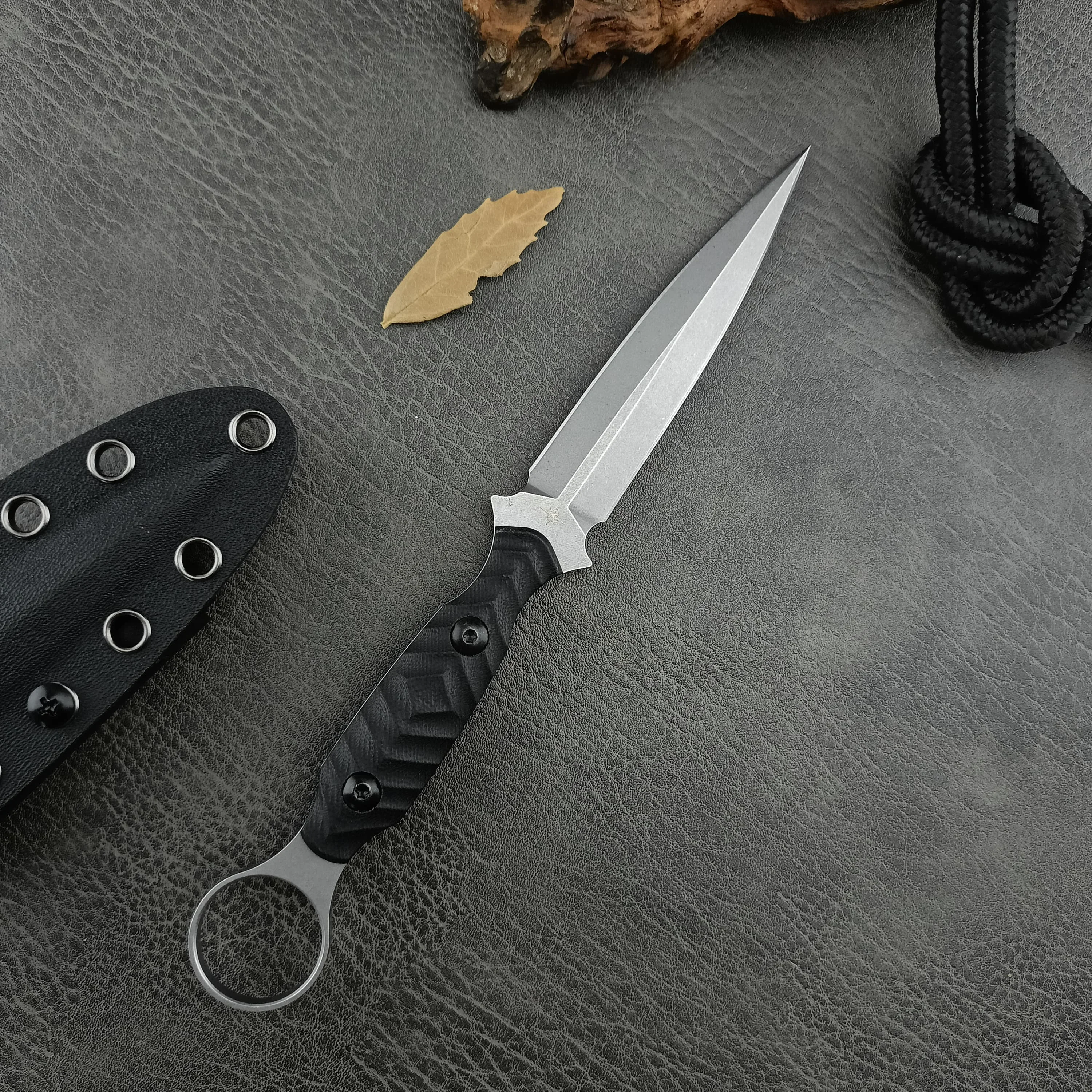 TOOR Straight Knife D2 Blade G10 Handle Outdoor Tactical Hunting Knife Outdoor Camping Hiking self-defense tool Knife belt Kydex