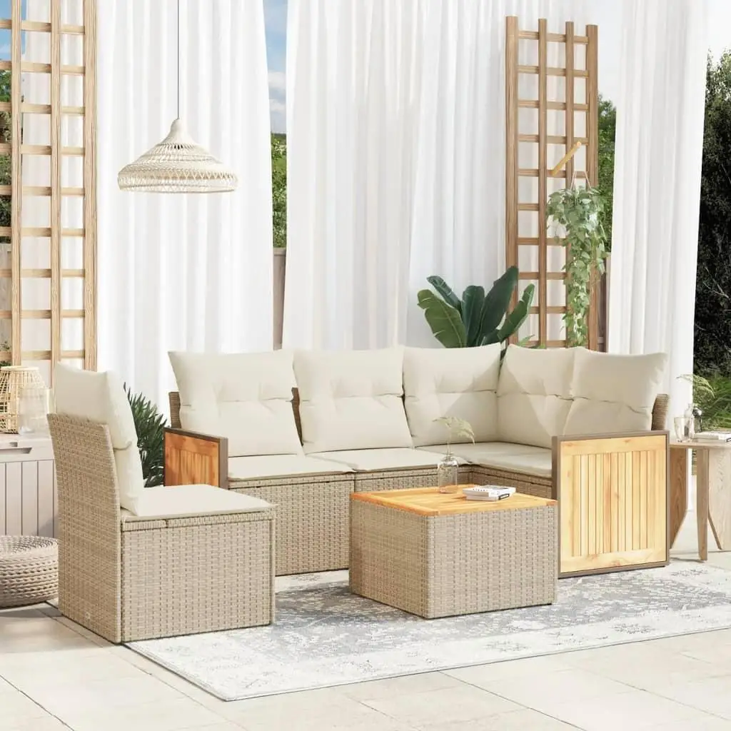 

Beige Cream White Outdoor Garden Sofa Set Comfortable Cushions Stylish Patio Furniture