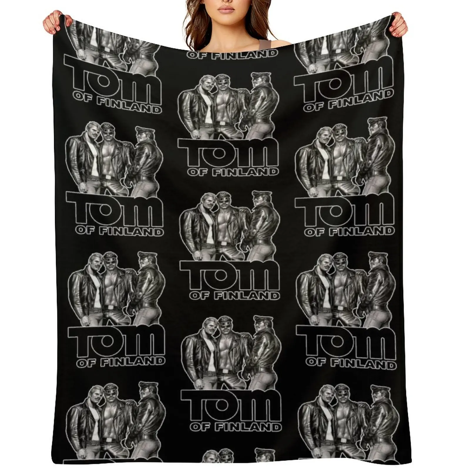 

TOM OF FINLAND - KINK (BLACK) Throw Blanket warm winter Furry Hairys Sofas Blankets