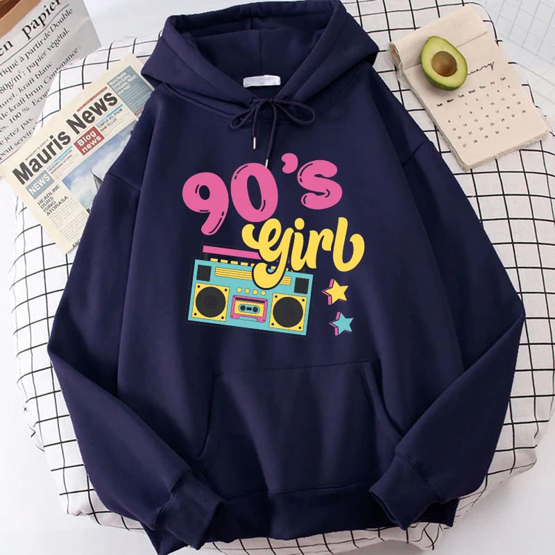 New Funny 90\'S Girls Printed Hoodie Fashion Women Fleece Long Sleeves Autumn Winter Casual Tops 90\'S Girls Female Sweatshirt