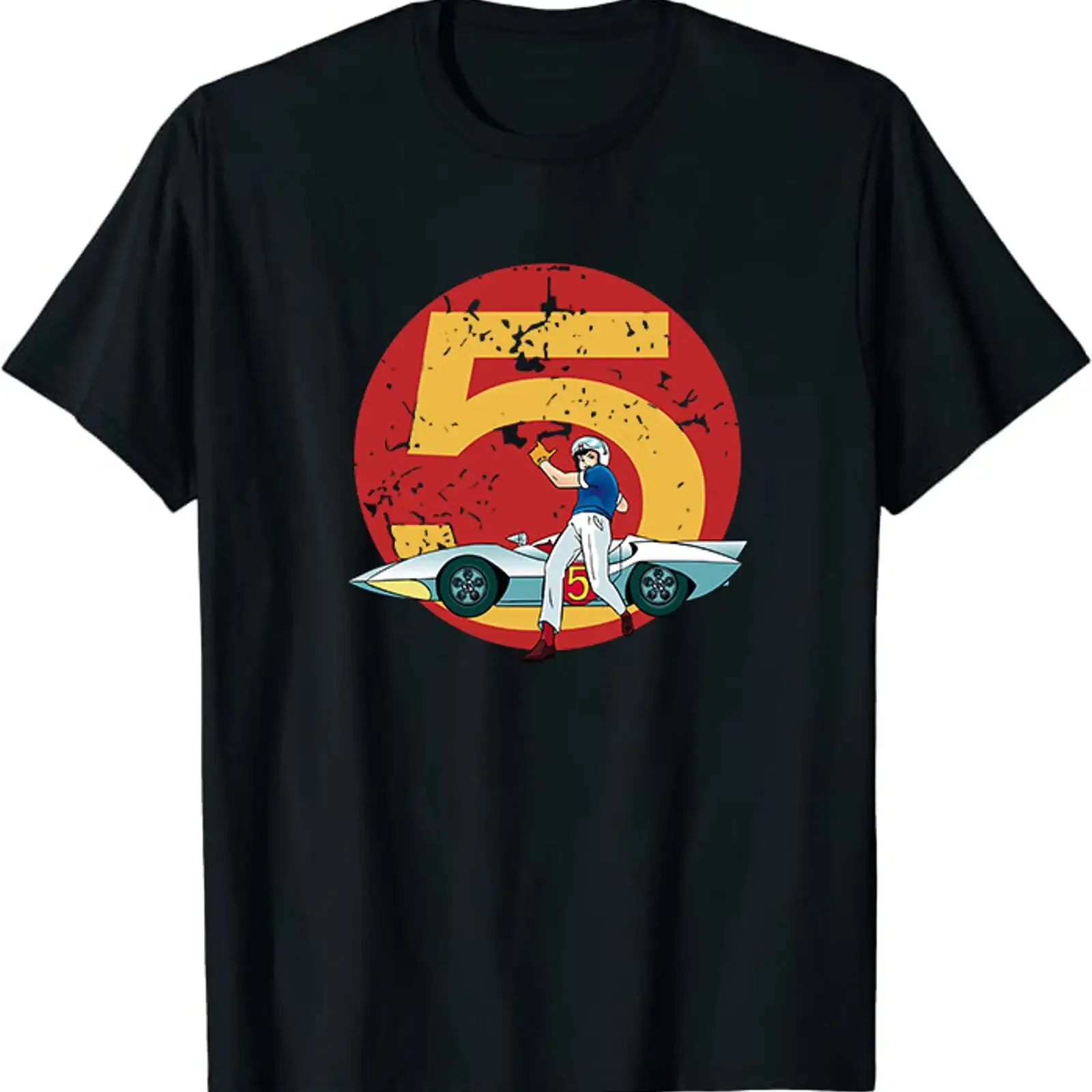 Limited Distressed Mach 5 Speed Racer Retro Classic T Shirt vintage Washed Comfortable Casual Top For Everyday Wear Slightly