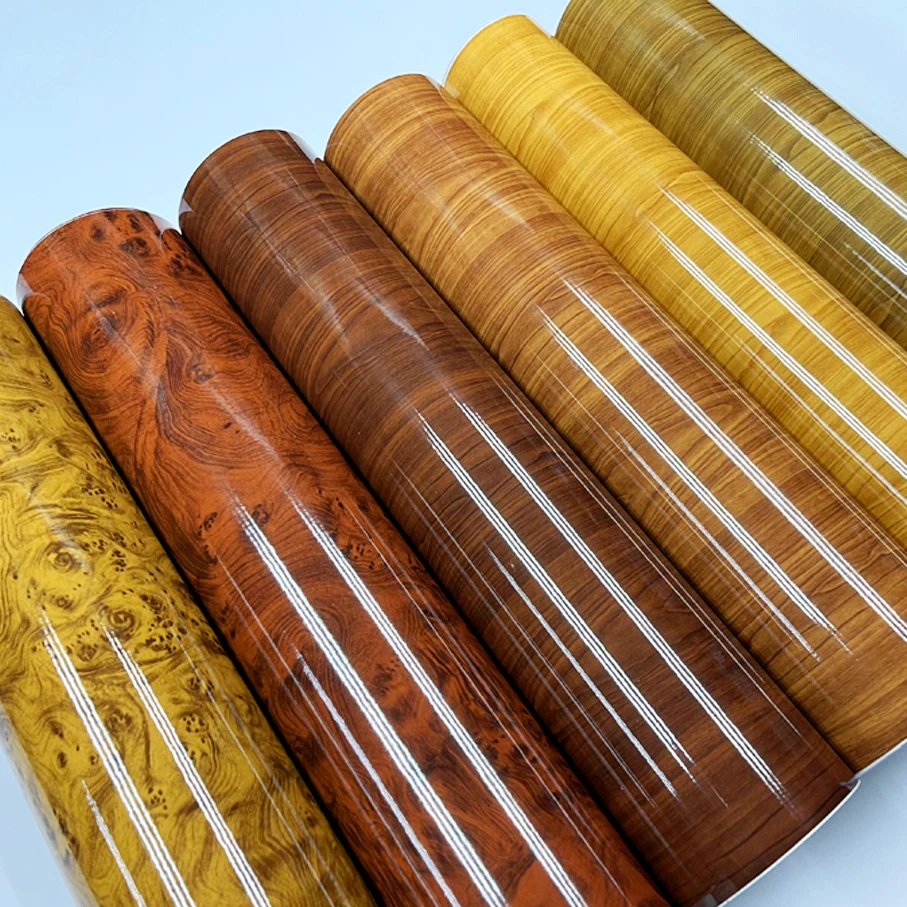 

Pvc Self-adhesive Glossy Wood Grain Textured Vinyl Car Vehicle Wrap Sheet Film Sticker Roll Car Home Interior Decors Sticker