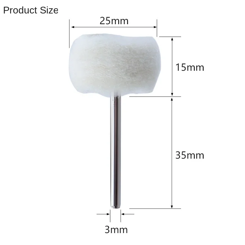 Imagem -02 - Haste Fina lã Polimento Cabeça Moagem Jóias Metais Rodas Lustrando Feltro Rotary Tool Acessórios