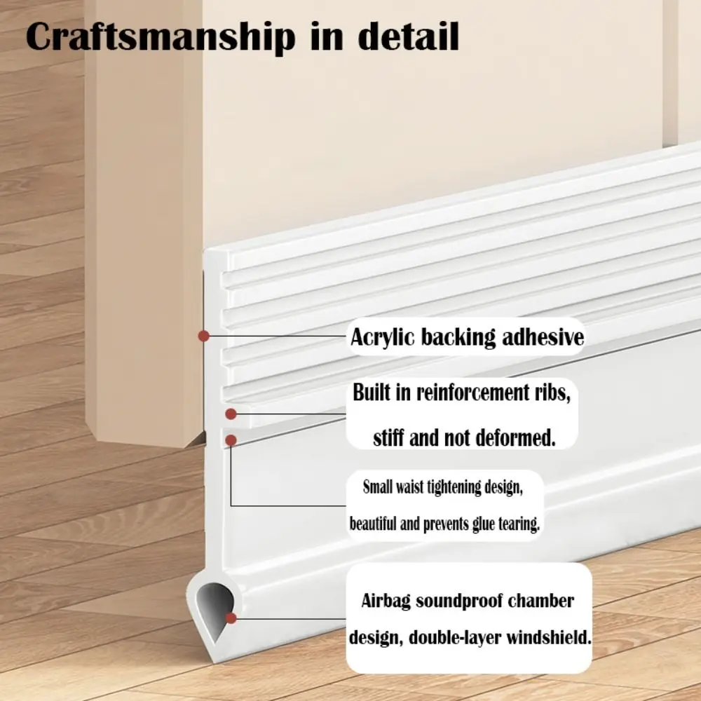 Noise Reduction Door Draft Stopper Self-adhesive PVC Door Bottom Sealing Strip Insect Prevention Thickened Draught Excluder