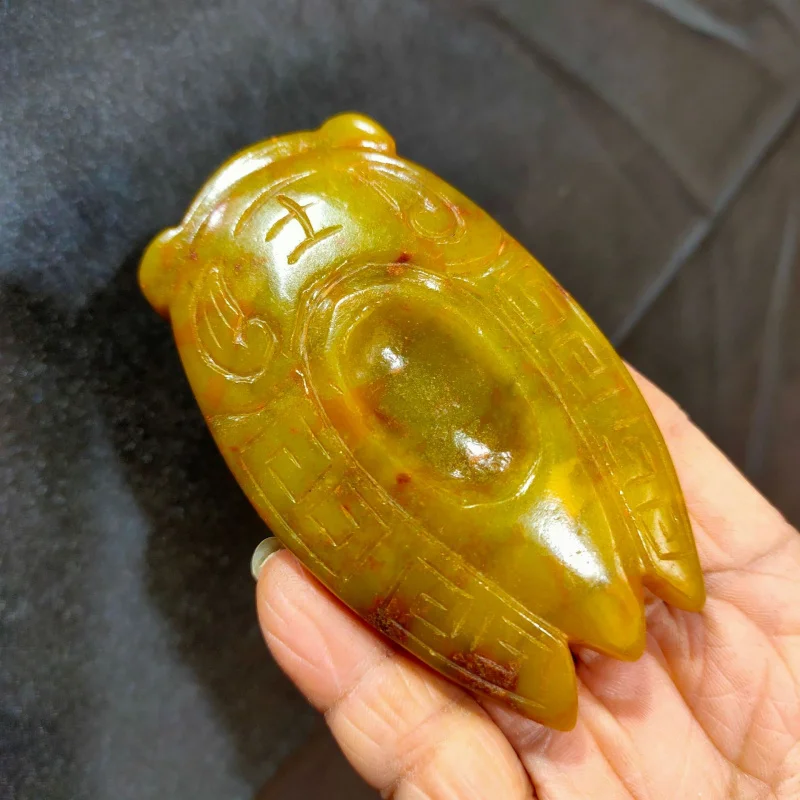 Antique Miscellaneous Items Imitation Vintage Crafts Xiu Jade Carving Jade Golden Cicada Jade Insect Inkstone One Shout to Succe