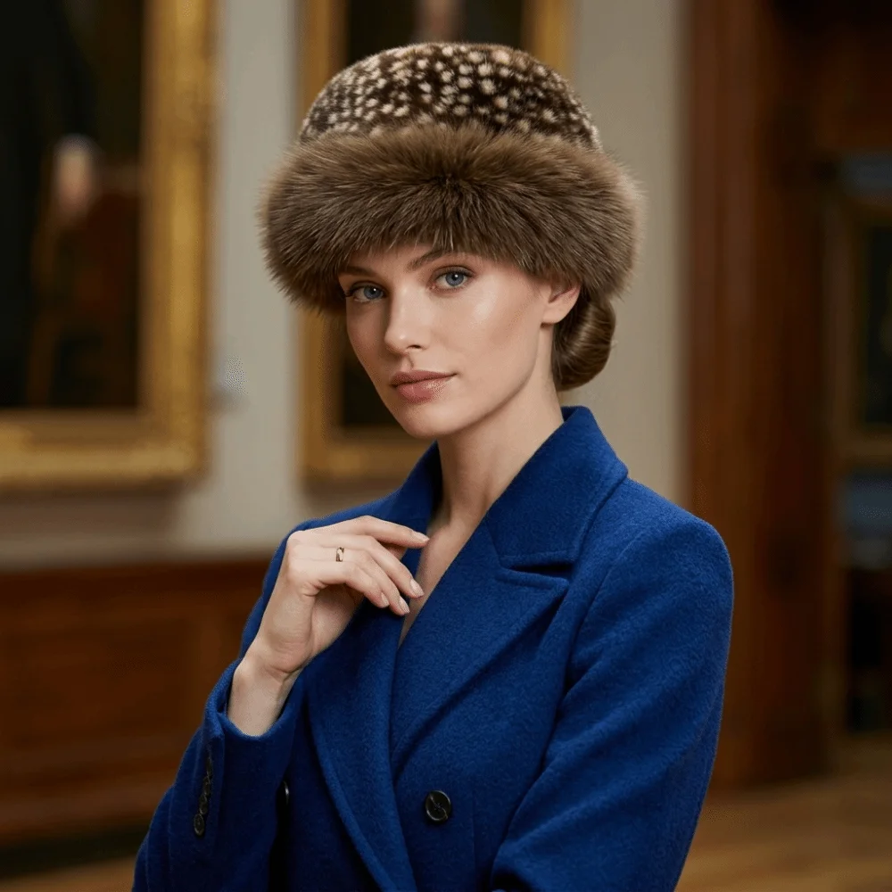 Fashion Headwear Leopard Pattern Winter Hat Solid Color Fisherman Hat Cold Windproof Fluffy Fur Bucket Hat for Women Girls