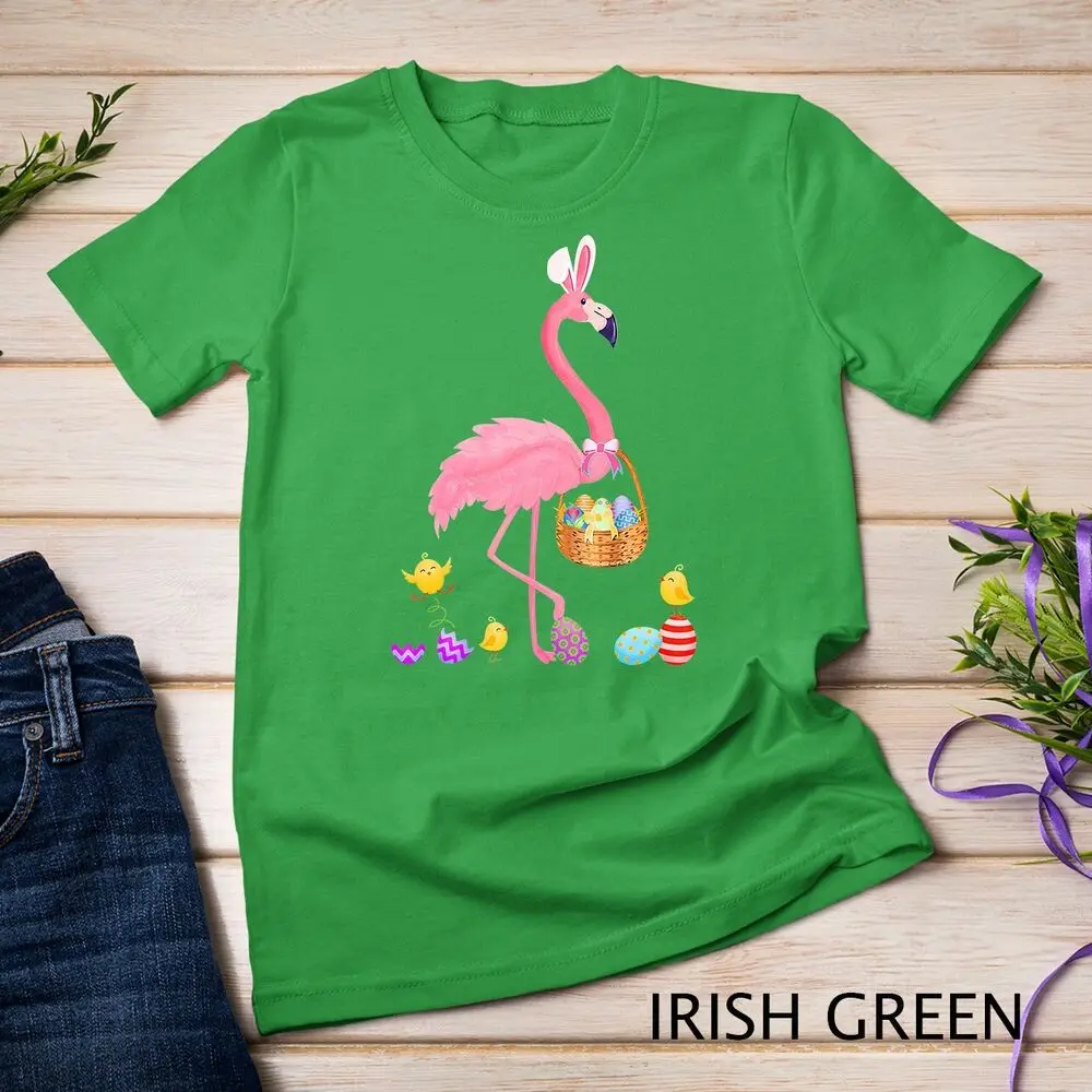 Pretty Easter Flamingo con t-shirt Easter Basket t-shirt Unisex