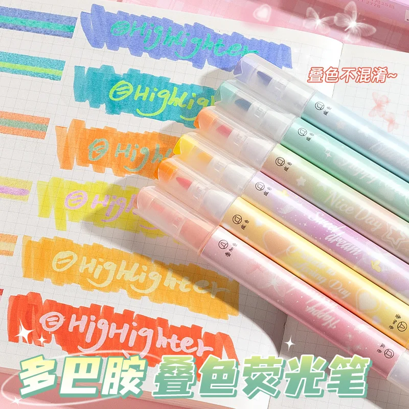 

Multi-color Highlighter Large-capacity Student Class Notes Key Marker Stackable Office Note Marker Cute Pen Stationery Supplies