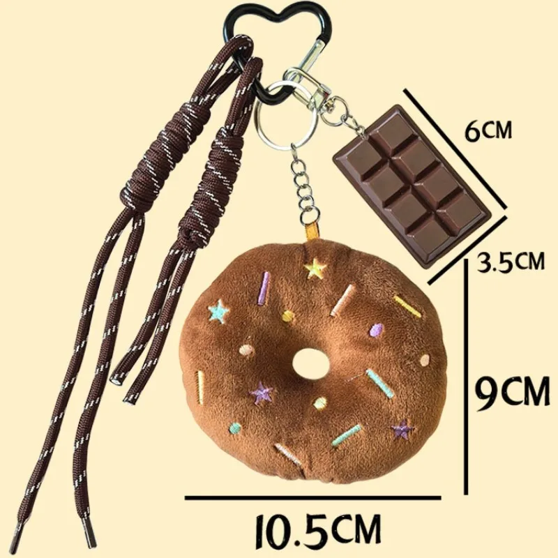 Bonito boneca de pelúcia donut chaveiro pelúcia donut saco pingente boneca brinquedos macios donut temático acessório para casal chaveiro presentes