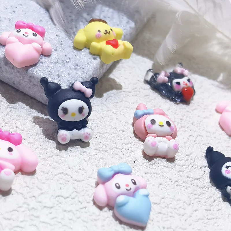 10 Chiếc Sanrioed Kawaii Mymelody Kuromi Móng Tay Vòng Tay Trang Sức Đồ Trang Trí Hình Hoạt Hình Nhựa Móng Tay Phụ Kiện Cho Điện Thoại Ốp Lưng Trang Trí