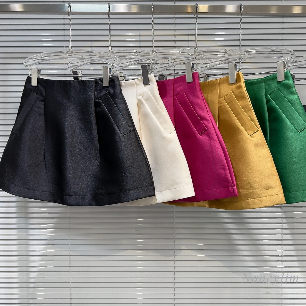 

2024 Summer New Candy Color Colorful Satin Elegant Skirt All-Matching Short A- Line Skirt Pettiskirt for Women