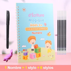 French Copybooks Kids Number Drawing Math With Practice Reusable Magical Pen Free Wiping Children Handwriting Early Learn Book