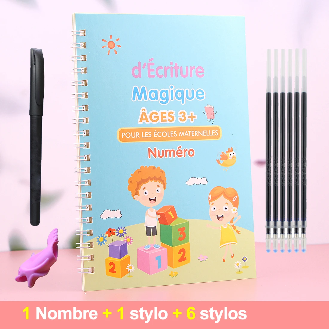 French Copybooks Kids Number Drawing Math With Practice Reusable Magical Pen Free Wiping Children Handwriting Early Learn Book