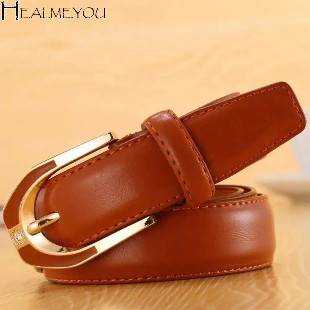 Retro Style Fashion Ladies Belt Soft Casual Leather Belt Metal Buckle Versatile Decorative Belt Coat