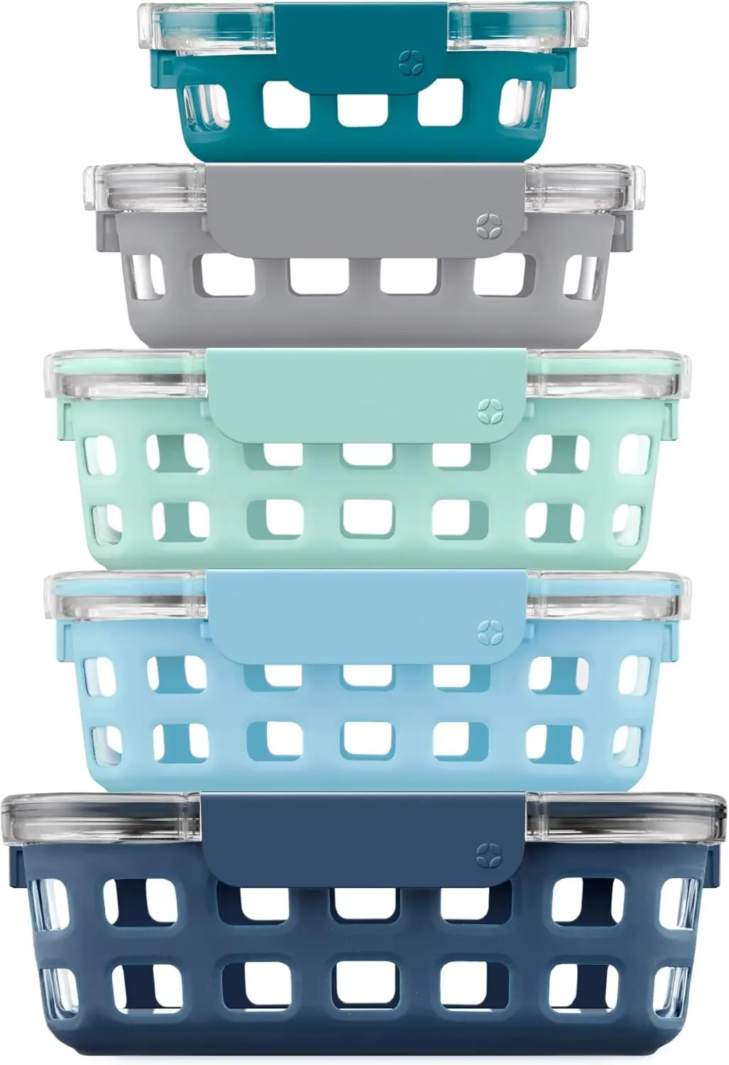 

Leak-Proof Glass Food Storage Containers with Silicone Sleeves, Airtight Lids, Dishwasher & Microwave Safe