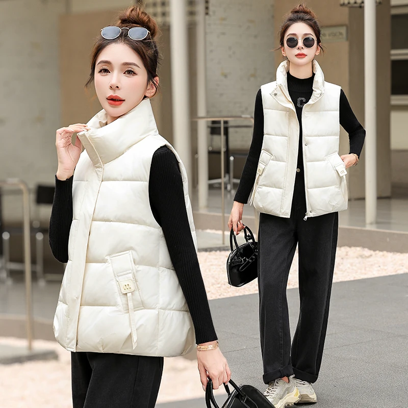 

Новинка 2025, женский хлопковый жилет, свободная верхняя одежда, модная осенне-зимняя застежка-молния из полиэфирного волокна