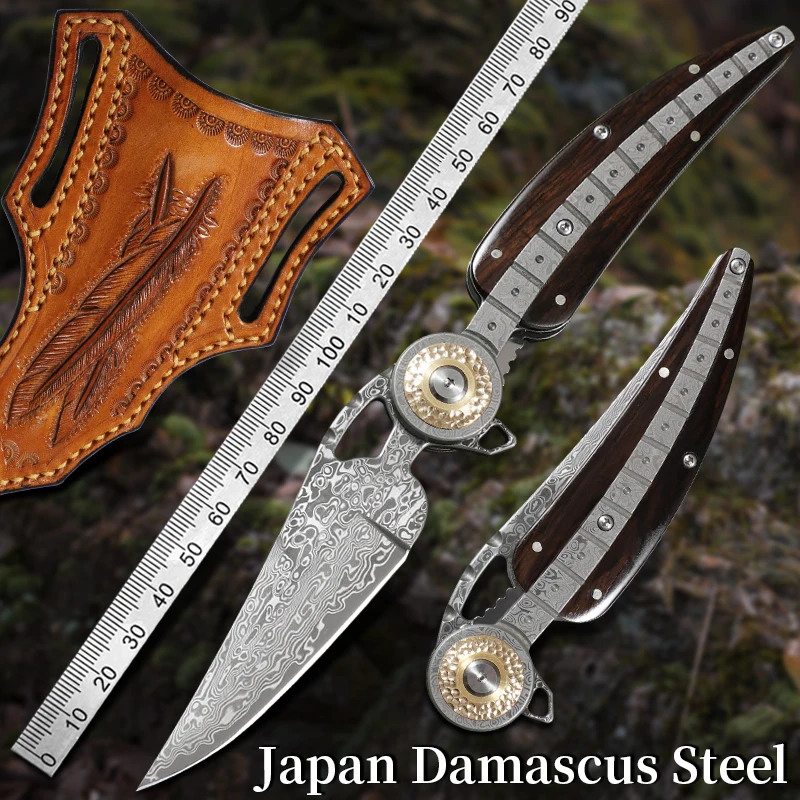 

Imported forged Damascus steel folding knife Hand forged sharp pocket knife Outdoor camping hiking fishing portable EDC tools