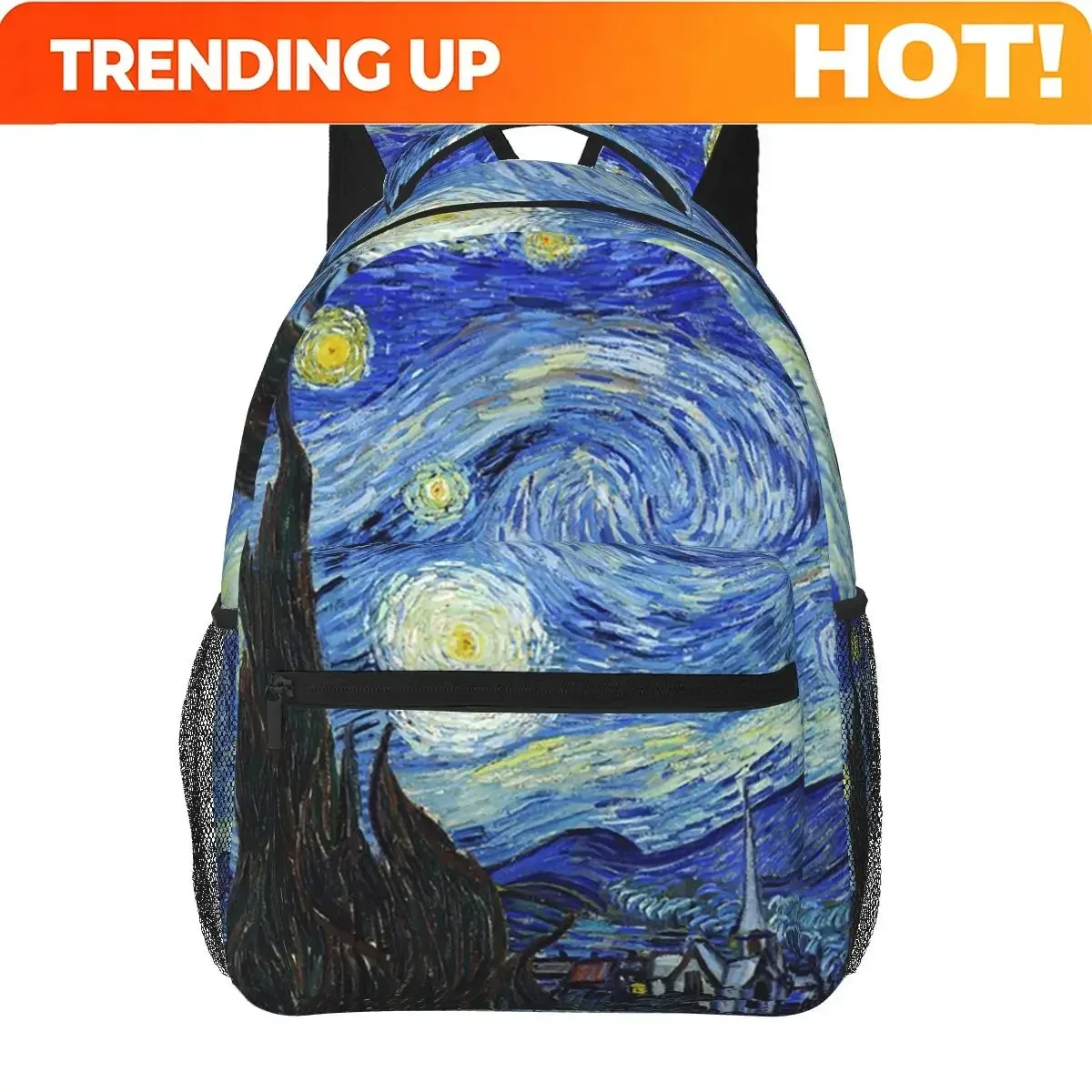 Custom Bag Vincent Van Gogh - Starry Night Student Backpack School Bag Hiking Travel Daypack For Boys Girls Fashion Bookbag Shou