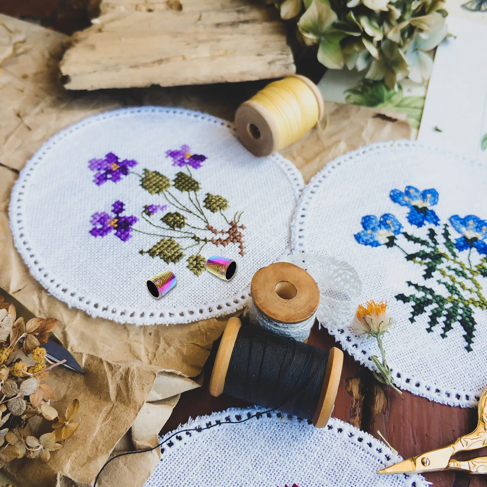 4 قطعة الكشتبانات الخياطة المعدنية سميكة النحاس حماة الاصبع لخياطة اليد اللحف التطريز الحياكة أدوات التطريز #2