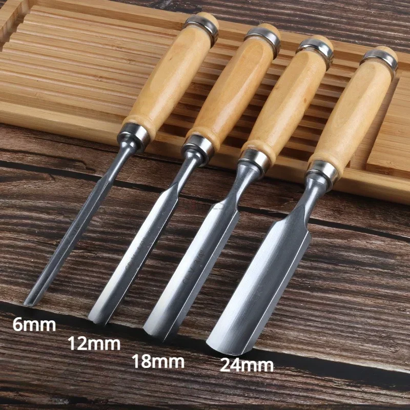 Woodworking Half Round Chisel Set  6/12/18/24mm Woodworking Engraving Chisel Flat Chisels Edge Trimming Carving Hand Tools  DIY