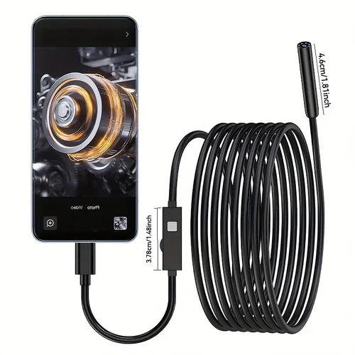 Imagen 2 del producto Cámara endoscópica industrial HD de 1920p con lente de 8 LED, cable duro flexible para iOS y Android, para reparación de automóviles y acondicionados