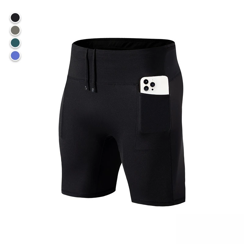 Herren-Kompressions-Laufshorts mit Aufbewahrungstaschen am Rücken, Hochgeschnittene Atmungsaktive Sportshorts für Workouts – Detail 9