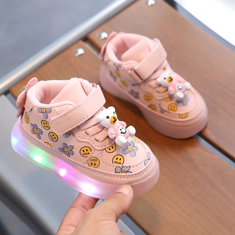 2023 Spring and Autumn New Children's Light Board Shoes Women's 1-6 Years Old 3 Kids' Sneakers Toddler Soft Bottom Baby Toddler