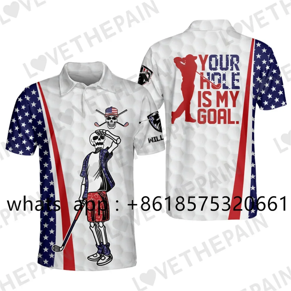 Men Golf Shirt Polo Lapel Fashion Short Sleeves Sports Buttons Shirts Casual T-shirt Quick Dry Breathable Printing Clothing 2023 image 3
